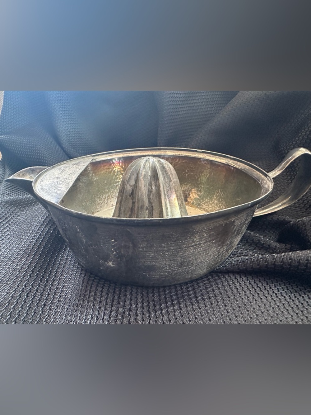 Vintage Hammered Metal Citrus Juicer - Metallic Silver